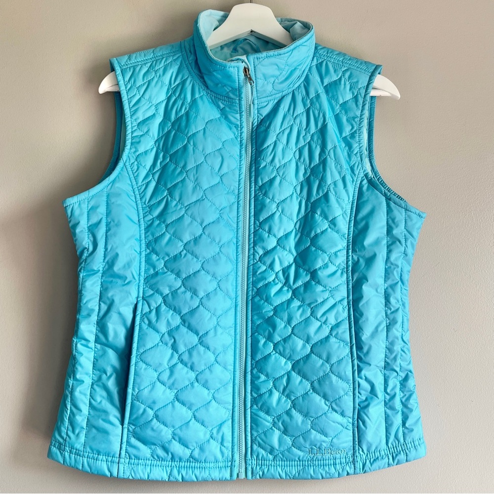 LL Bean thinsulate quilted vest girls XL 18 blue zip puffer pockets lightweight